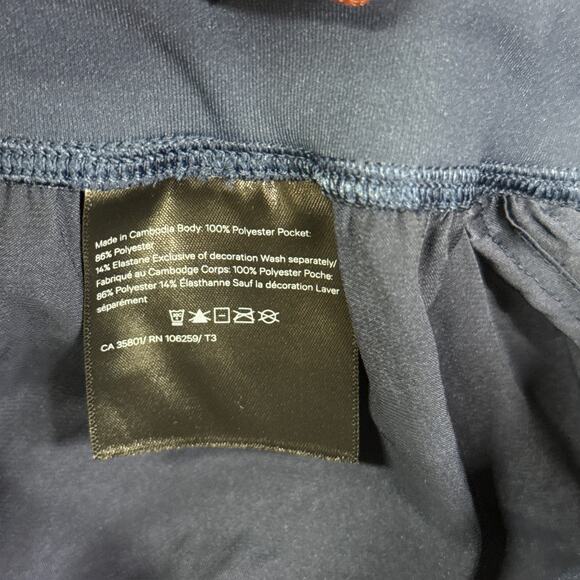 Lululemon Glide Away Navy Blue Side Slit Satin Pull-On Slip Midi Skirt Size 6 - Picture 13 of 14